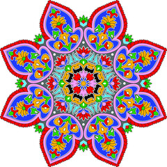 colorful vector outline seamless polish folk round 