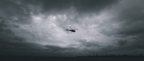 helicopter in the middle of sky
