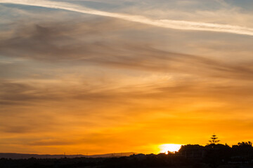 sunset over the clouds