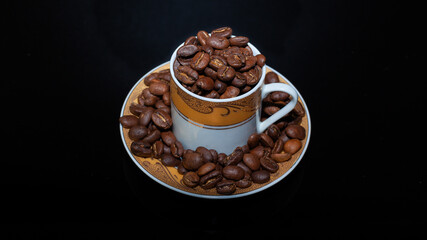 cup of coffee with beans