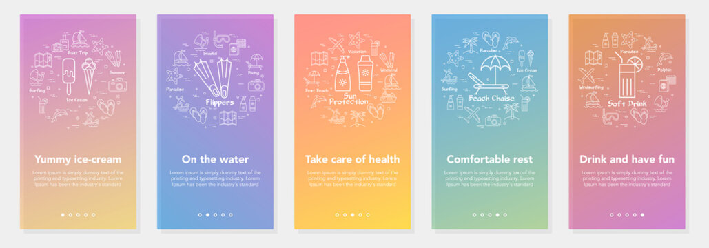 Vertical vector summer five banners - sun health