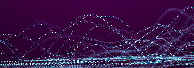 Digital wave of glowing particles. Technology and science. Futuristic backdrop for design, presentation, wallpaper. 3D