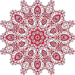 colorful vector kalamkari mandala outline round design