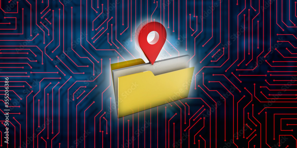 Poster 3d rendering red map pointer