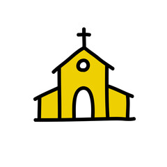church doodle icon, vector illustration