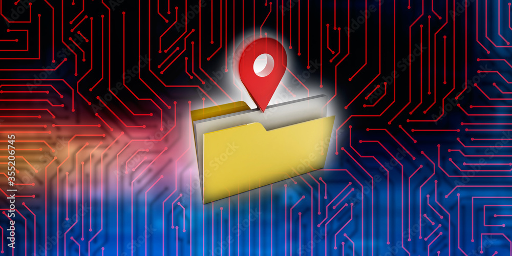 Poster 3d rendering red map pointer