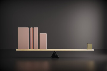 Gold bars. Balance, concept.