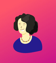 Sketchy style artistic character. Woman with brown hair