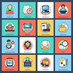 Business and Data Management Flat Vector Icons