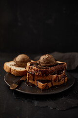 Chocolate ice cream on toast.