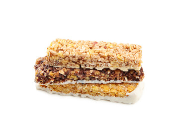 Honey bars with peanuts isolated on white background