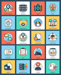 Business and Data Management Flat Icons Set