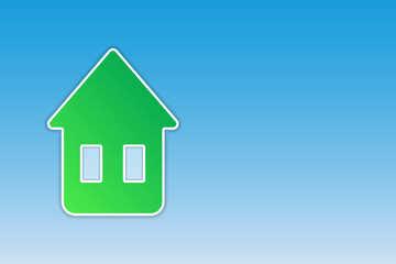 Abstract image of an eco-friendly house on a blue background with copy space, simple vector illustration.