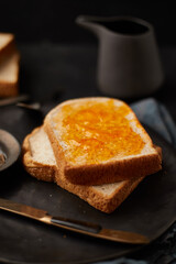Delicious toasts with sweet jams.