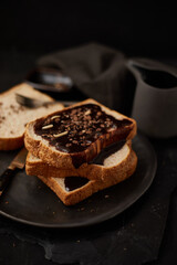 Chocolate cream on toast.