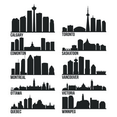 Obraz premium Most Famous Canada Cities Skyline City Silhouette Design Collection