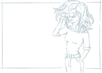 female sailor with binoculars