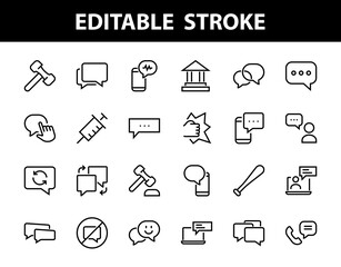 Simple set of message line vector line icons. contains icons such as conversation, SMS, notifications, group chat, and more. Editable stroke. 48x48 pixels perfect, white background