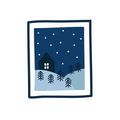 night landscape doodle icon, vector illustration