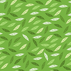 Seamless pattern with leaves. Green tea. Ayurveda