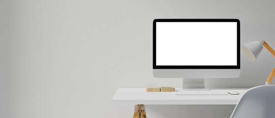 Workspace with mockup blank screen computer