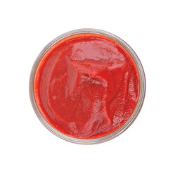 top view ketchup or tomato sauces isolate on white background.