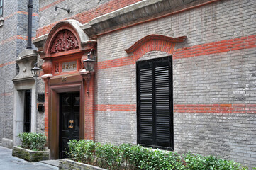 Doors and windows of old buildings in Shikumen, Shanghai, China