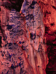 Stalagmite and stalactites, Inside the Melidoni cave. Crete. Greece