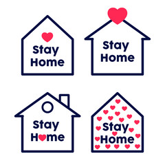 Stay home with love icon simple flat illustration for your design or campaign 