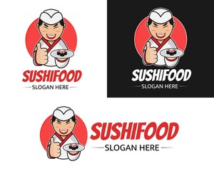 Illustration vector design of sushi mascot logo template