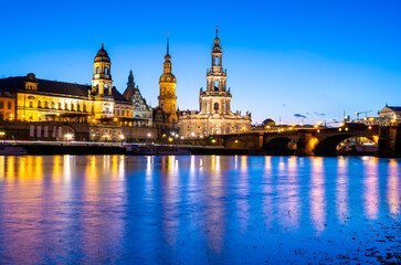 Fototapeta na wymiar view on old town of Dresden at evening, Saxony, Germany