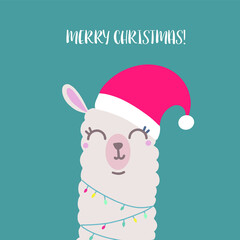 Cute Llama Illustration. Cute alpaca cartoon character. Can be used for card design, greeting or invitation card, nursery, and other.