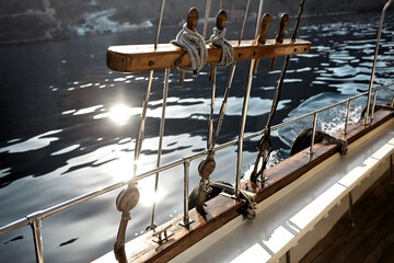 Vintage rigging on a yacht. Santorini vocation