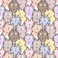 Seamless Pattern of Cartoon Cat Illustration