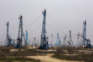 Oil rigs, industrial landscape
