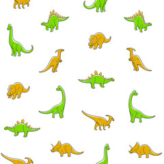 Obraz premium Simple seamless trendy pattern with style cartoon dinosaur. Cartoon vector illustration.