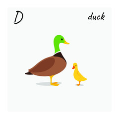 Cartoon duck - cute character for children. Vector illustration in cartoon style.