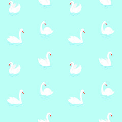 Simple seamless trendy pattern with swan. Cartoon vector illustration.