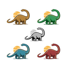 Dinosaur Vector Illustration Logo Icon Design Set.