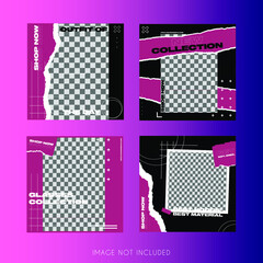 torn paper with checkerboard street fashion social media instagram template bundle post 