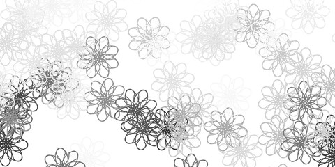 Light Gray vector doodle template with flowers.