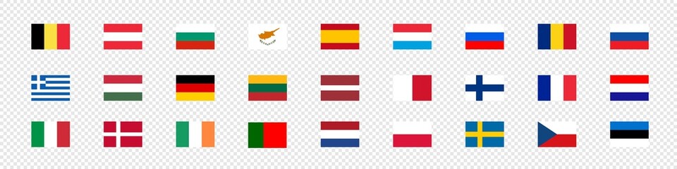 Europe flag icon set. Vector simple isolated illustration in flat