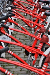 close up of a bikes row