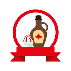 Canadian maple syrup and cupcake of happy canada day vector design