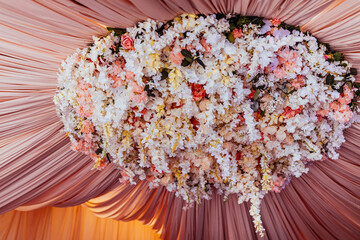 wedding decorations with flowers and candles. banquet decor. picture with soft focus