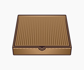 Pizza cardboard box vector colored illustration