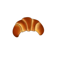 Fresh bagel, croissant with a beautiful crust, brown outline, on a white background. Great for both advertising bakery products, logo, icon. Ideal for any your bold design or advertising project.
