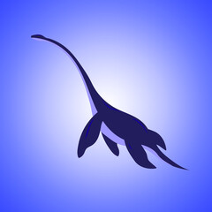 Plesiosaurus, aquatic dinosaur, drawing, vector illustration