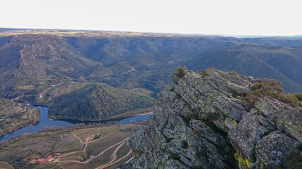 Rock cliffs of Douro river on the border between Portugal and Spain