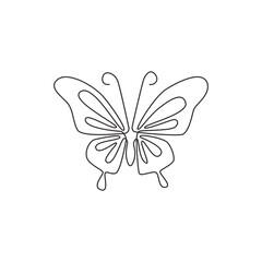Single continuous line drawing of luxury butterfly for corporation logo identity. Beauty salon and healthcare company icon concept from animal shape. One line draw graphic design vector illustration